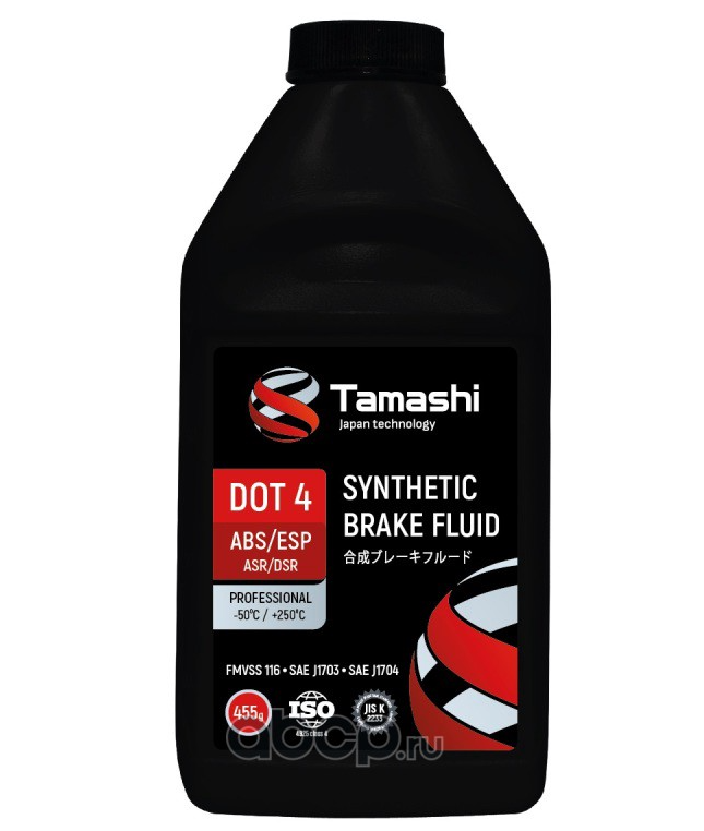 Жидкость тормозная TAMASHI DOT4 ABS/ESP, 455г